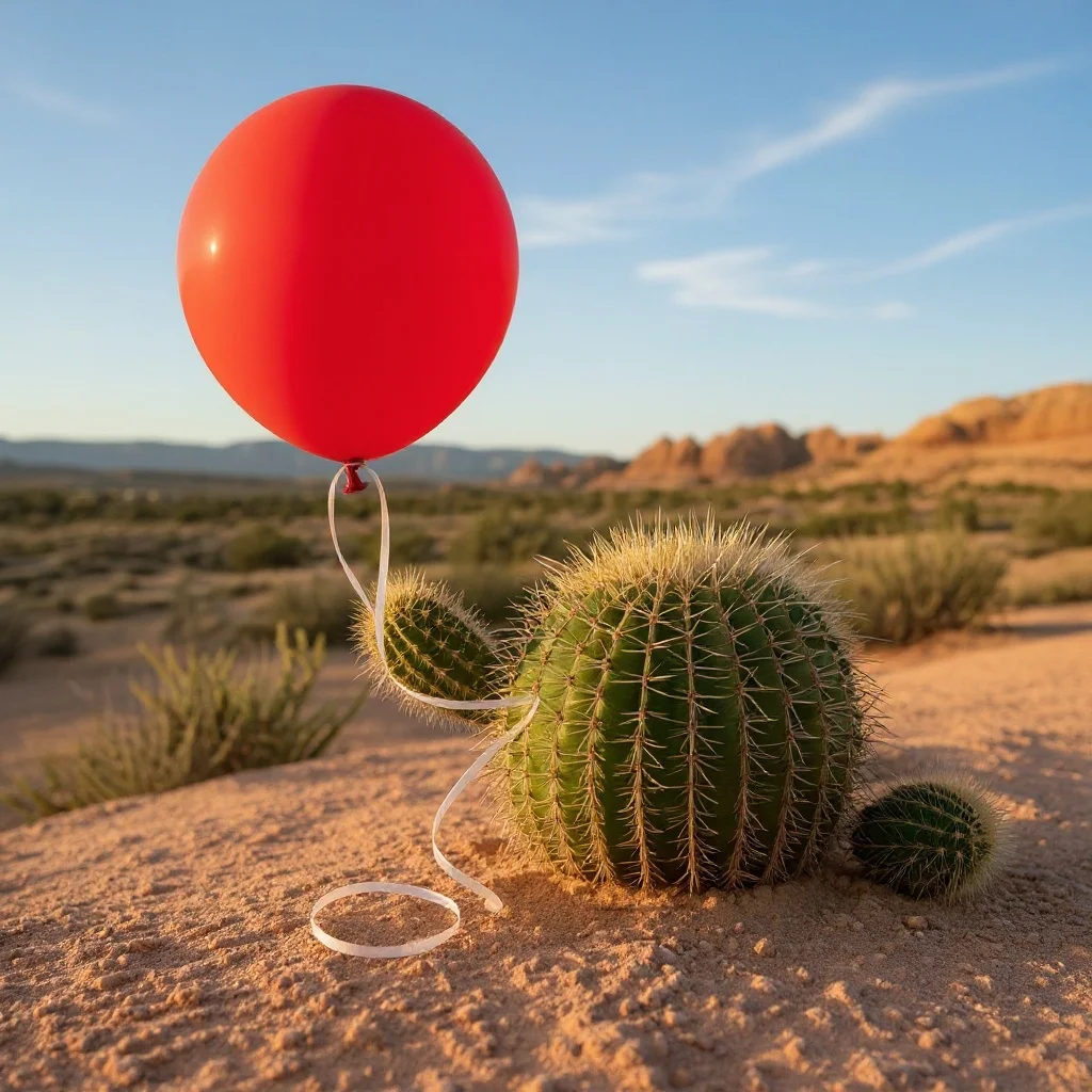 Balloon and cactus - Flux Kontext result